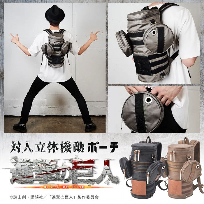 DEVICE 【進撃の巨人コラボ】DEVICE×進撃の巨人 対人立体機動ポーチ バックパック リュックサック 進撃 コラボ 鞄 本革 ミリタリー ケニーアッカーマンorh90098