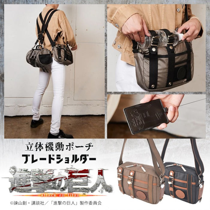DEVICE 【進撃の巨人コラボ】DEVICE×進撃の巨人 立体機動ポーチ ブレードショルダー 進撃 コラボ 鞄 本革 ミリタリー 斜め掛け ミニショルダーOSH90078