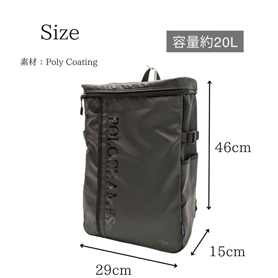 【POLOCHAMPS】 pcc100 コーティングラウンドリュック リュックサック バックパック 通学 中学生 高校生 使いやすい 普段使い ユニセックス プレゼント ブラック