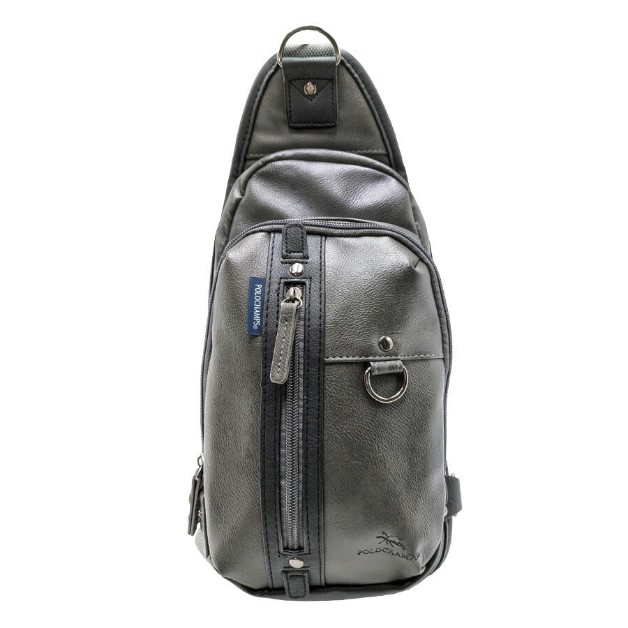 【POLOCHAMPS】 pcp106 ボディバッグ ショルダーバッグ 肩掛け 斜め掛け 使いやすい 普段使い シンプル カジュアル ユニセックス プレゼント ブラック
