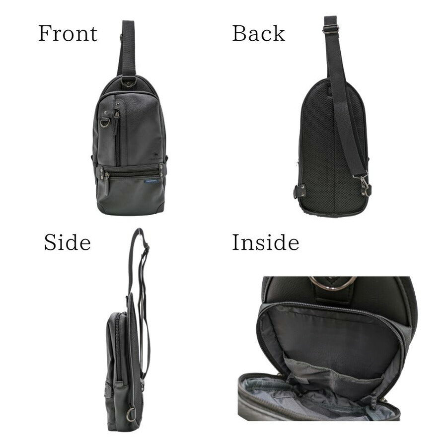 【POLOCHAMPS】 pcp116 ボディバッグ ショルダーバッグ 肩掛け 斜め掛け 使いやすい 普段使い シンプル カジュアル ユニセックス プレゼント ブラック