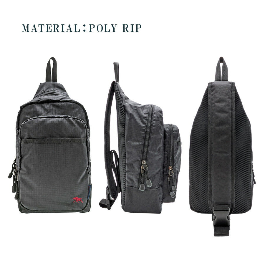 【POLO CHAMPS】 pcr106 ボディバッグ 斜め掛け かばん カバン バッグ 使いやすい 普段使い シンプル カジュアル メンズ 父の日 ギフト プレゼント ブラック