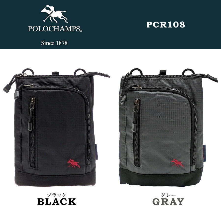 【クリックポスト/時間指定不可】【POLO CHAMPS】 pcr108 シザーバッグ 斜め掛け かばん カジュアル メンズ ギフト プレゼント 父の日 敬老の日 ブラック