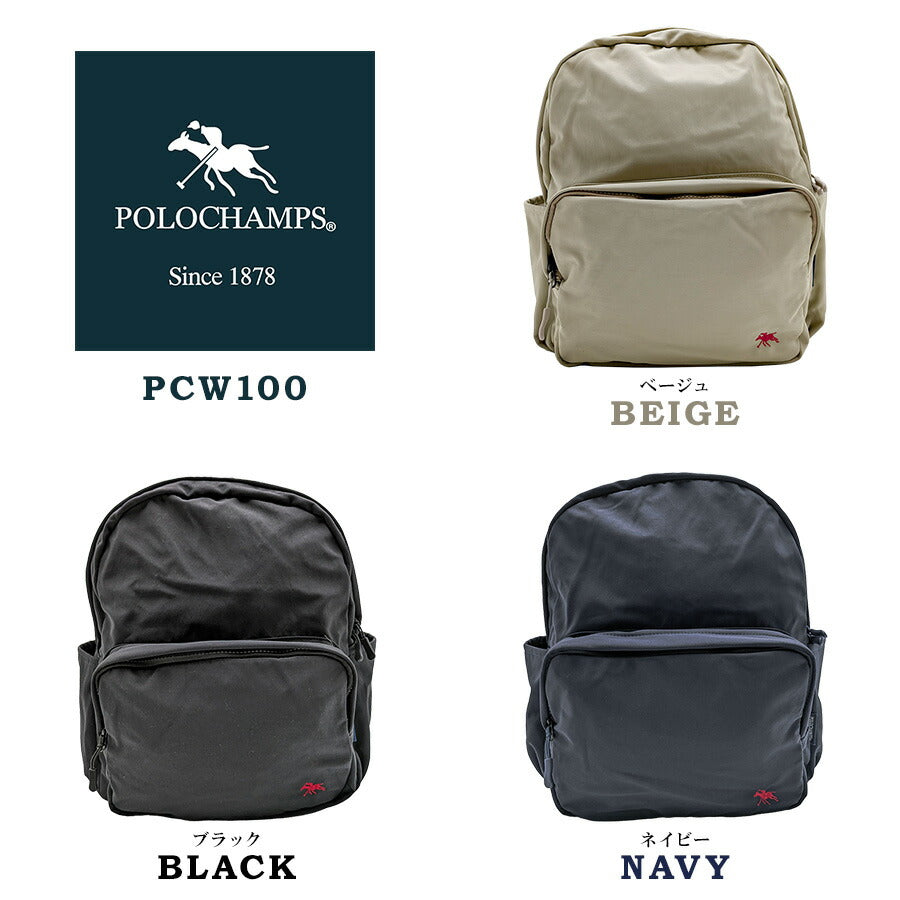【POLO CHAMPS】 pcw100 ポリリュック リュックサック かばん カバン 鞄 使いやすい 普段使い シンプル カジュアル メンズ 父の日 ギフト プレゼント ブラック