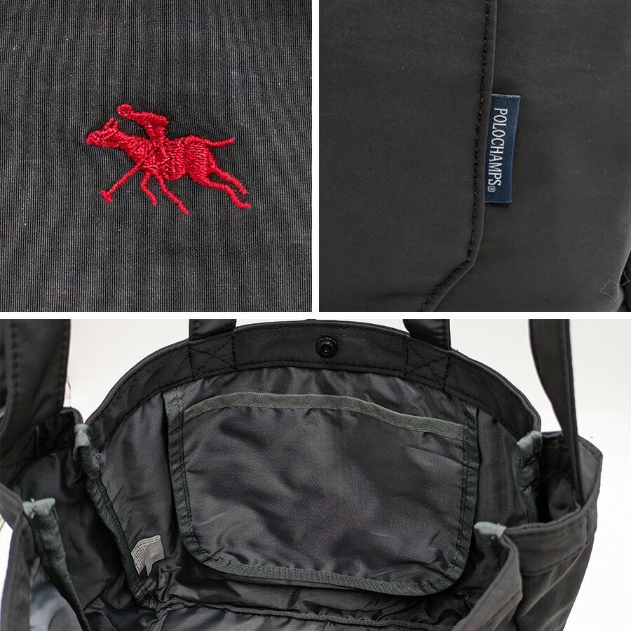 【POLO CHAMPS】 pcw107 2WAYトートバッグ 斜め掛け かばん カバン バッグ 使いやすい 普段使い シンプル カジュアル メンズ ギフト プレゼント ブラック