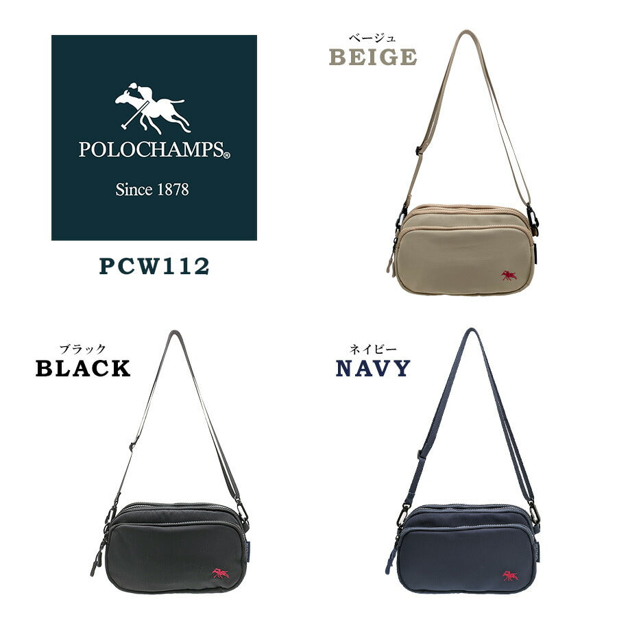【POLO CHAMPS】 pcw112 ミニショルダー 斜め掛け かばん カバン バッグ 鞄 使いやすい 普段使い シンプル カジュアル メンズ ギフト プレゼント ブラック