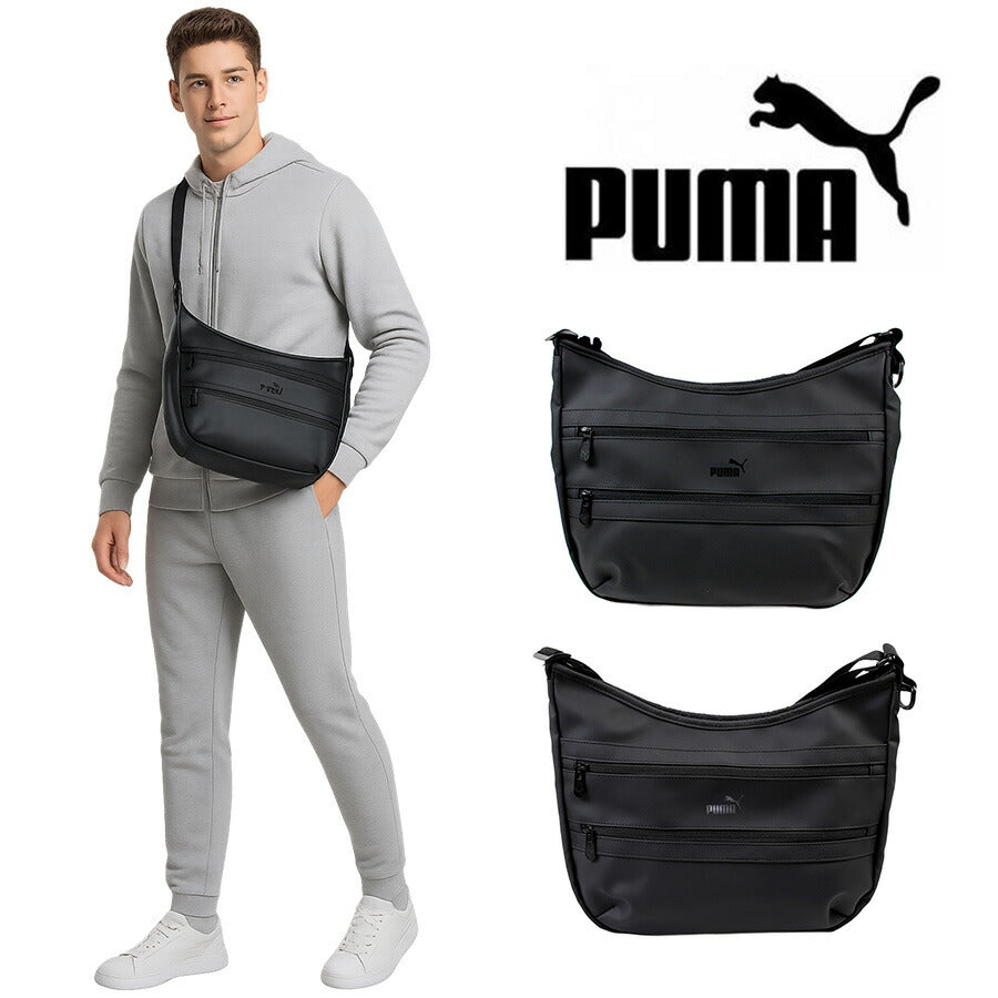 PUMA j20392 アクロス 船形ショルダーバッグ 斜め掛けバッグ 斜め掛け かばん 普段使い 撥水 軽量 通勤 通学 男女兼用 ユニセックス プレゼント ギフト ブラック