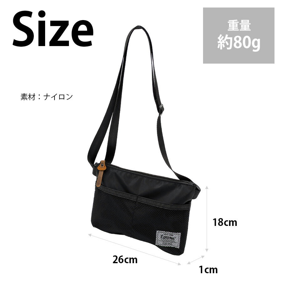 【クリックポスト/時間指定不可】【Rename】 rsn71019 メッシュポケットナイロンサコッシュ 斜め掛け かばん 使いやすい 軽量 ユニセックス プレゼント ブラック
