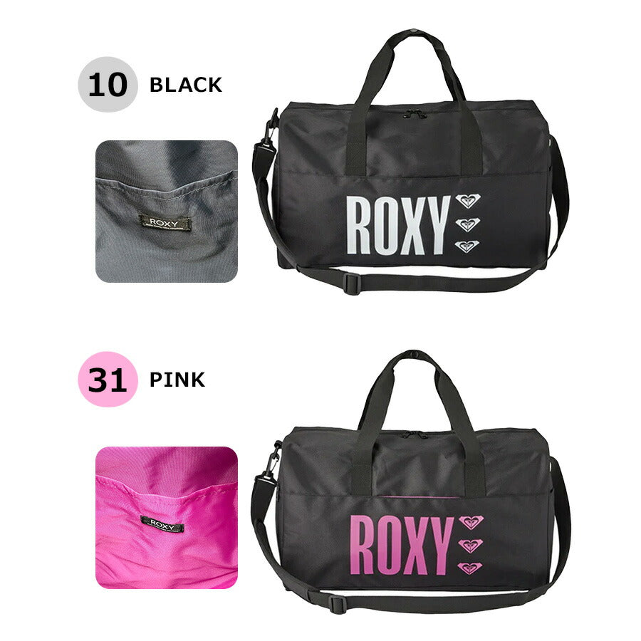 【ROXY】RBG234303 ボストン 35L かばん 鞄 カバン バッグ ロキシー ブラック ピンク  使いやすい 修学旅行 林間学校 旅行 部活 大容量 1泊〜2泊 おしゃれ かわいい スポーティー