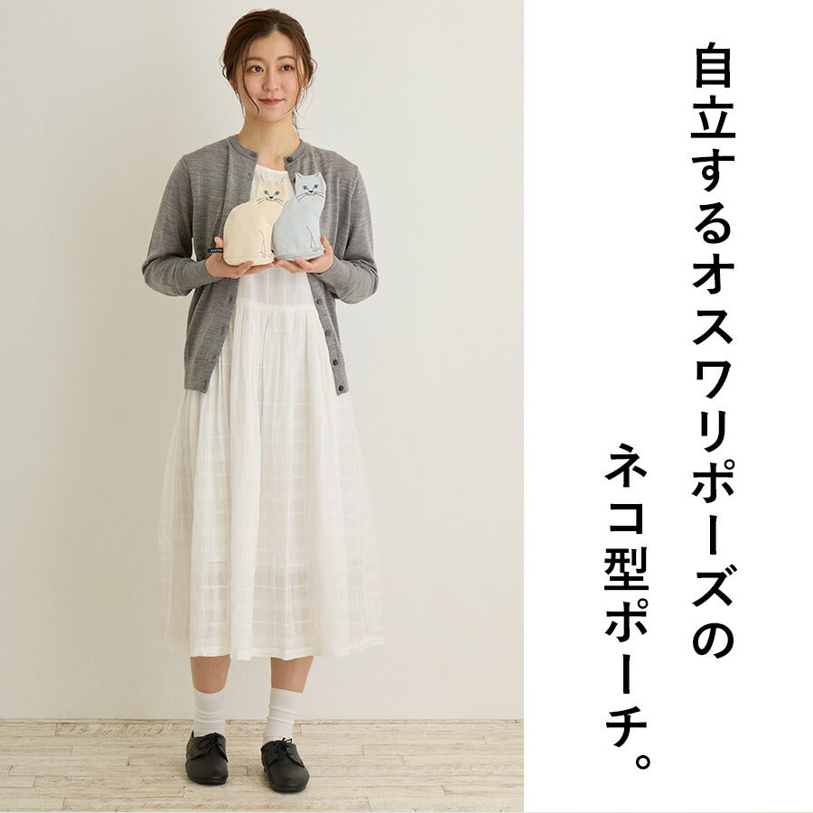 【ROOTOTE】 1117 EU.ウイズルー(子).オスワリネコ-A レディース ポーチ 小物入れ 自立 小さめ おしゃれ シンプル 持ち歩き コンパクト プレゼント ブラック