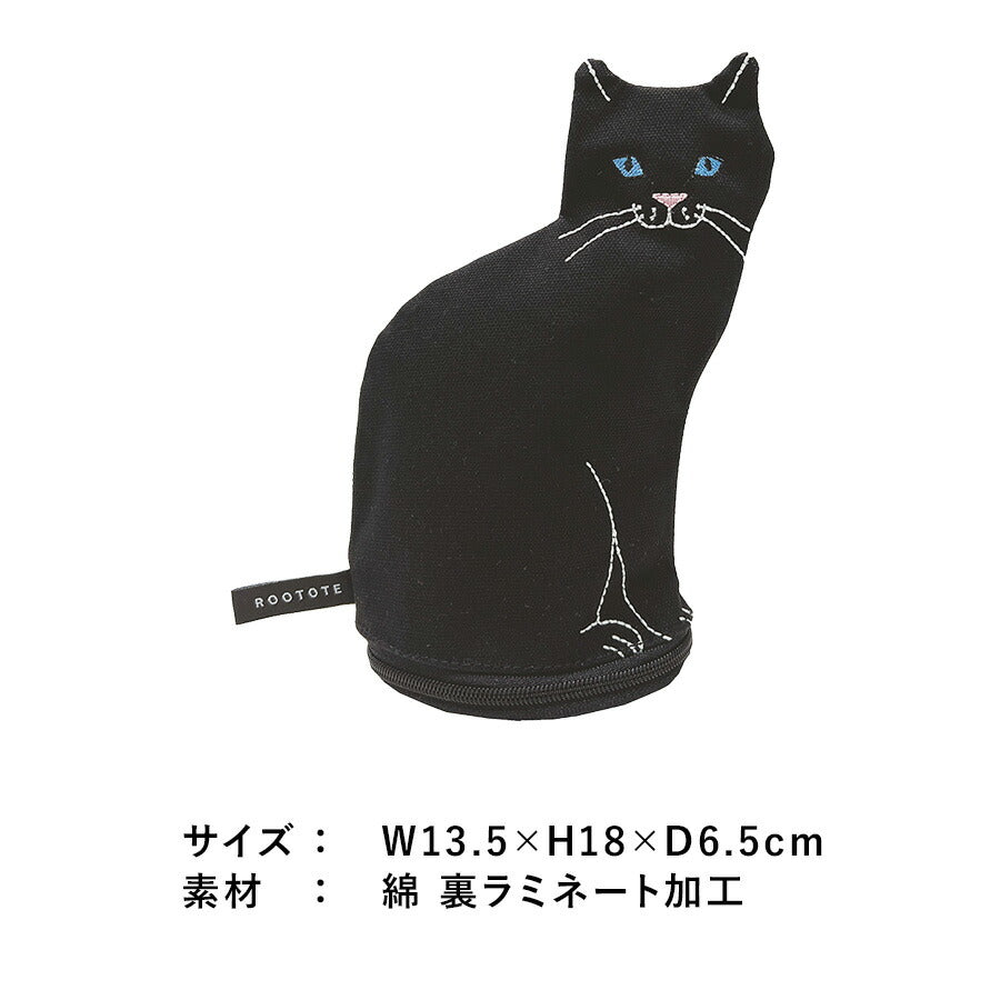 【ROOTOTE】 1117 EU.ウイズルー(子).オスワリネコ-A レディース ポーチ 小物入れ 自立 小さめ おしゃれ シンプル 持ち歩き コンパクト プレゼント ブラック