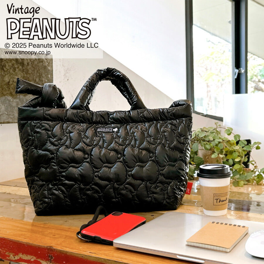 【ROOTOTE】8450 IP.BR.quilt.Peanuts-0N トートバッグ 斜め掛け 手持ち スヌーピー かわいい 普段使い 使いやすい レディース ギフト ブラック