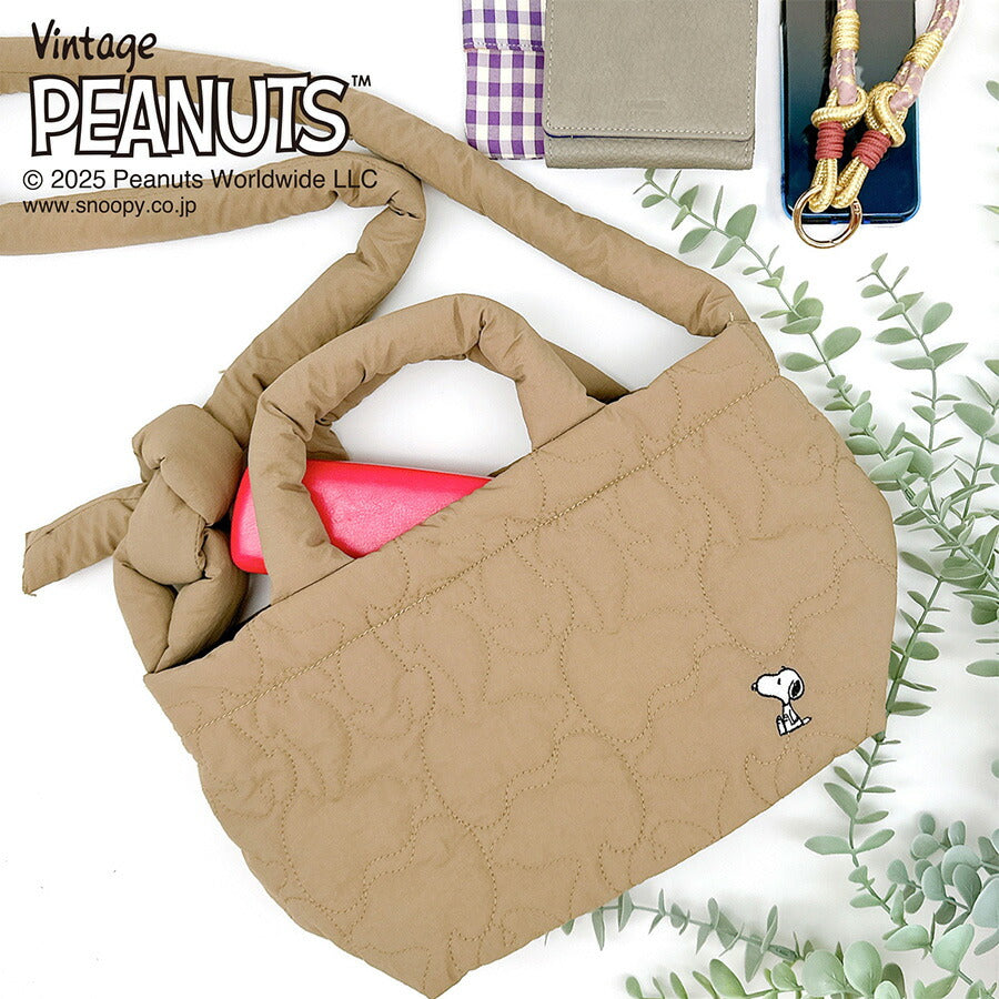 【ROOTOTE】8451 IP.デリ.quilt.Peanuts-0N トートバッグ 斜め掛け 手持ち スヌーピー かわいい 普段使い 使いやすい レディース ギフト ブラック