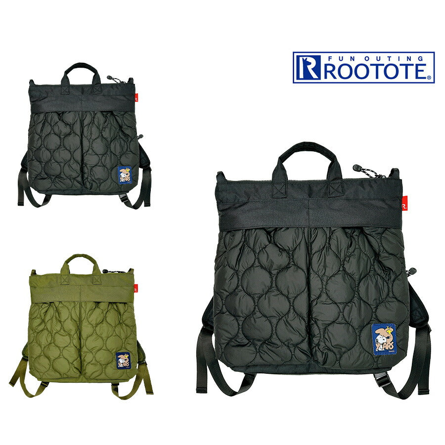 【ROOTOTE】8457 IP.セオルー.パフ.Peanuts-0R 手持ち リュック 2WAY かばん スヌーピー かわいい 使いやすい 普段使い レディース プレゼント ギフト ブラック