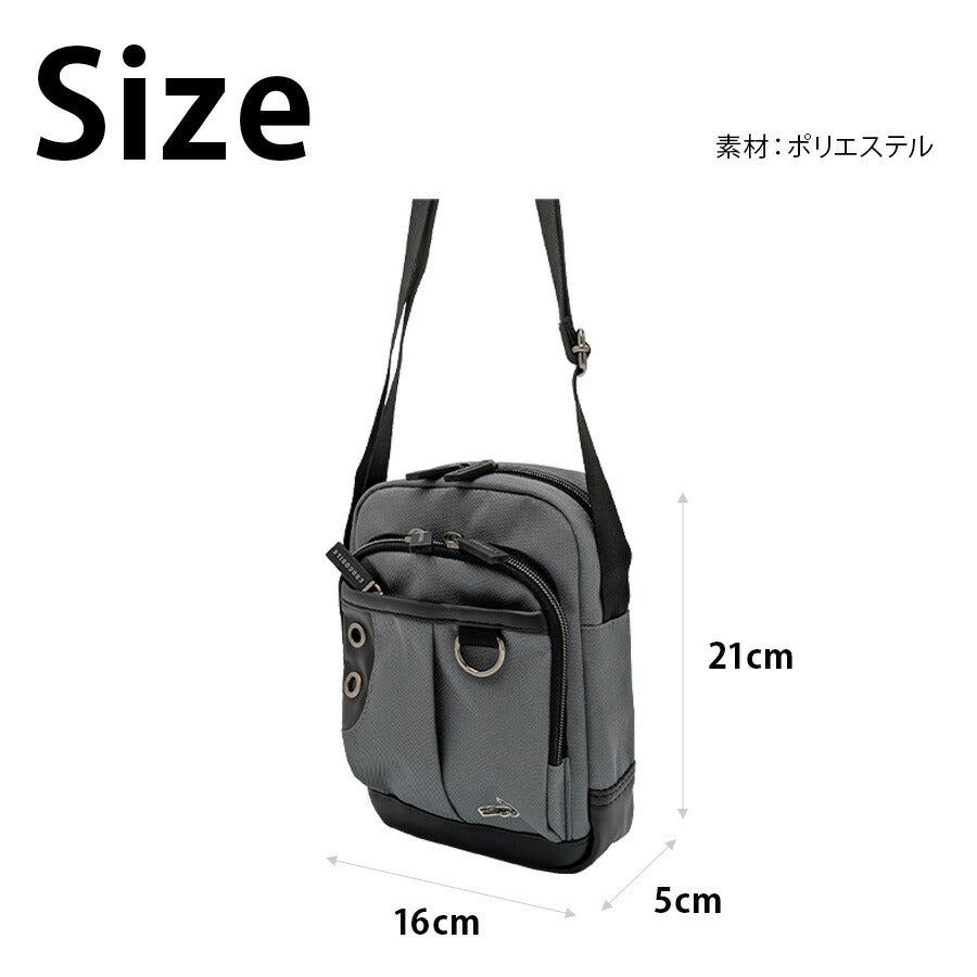 【クリックポスト/時間指定不可】【Crocodile】736-1603 縦型ショルダーバッグ 斜め掛け かばん シンプル 使いやすい 普段使い メンズ プレゼント ギフト グレー