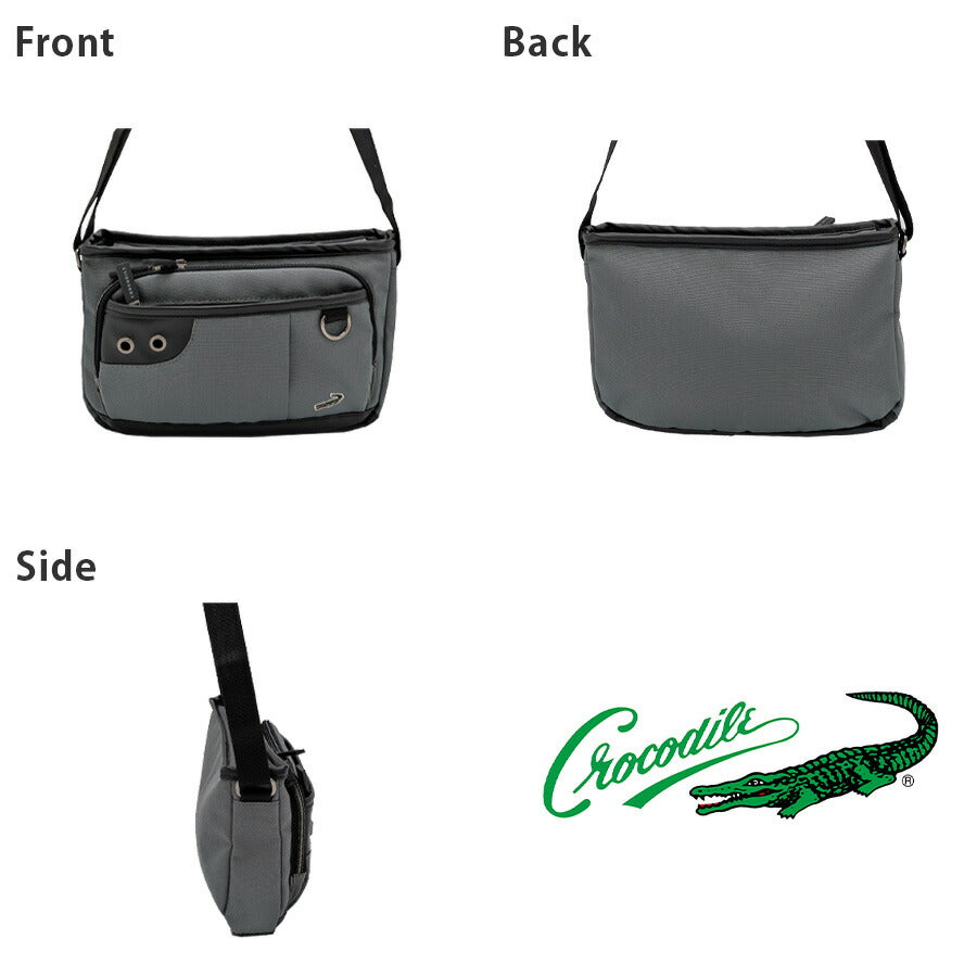 【クリックポスト/時間指定不可】【Crocodile】736-1604 横型ショルダーバッグ 斜め掛け かばん シンプル 使いやすい 普段使い メンズ プレゼント ギフト グレー