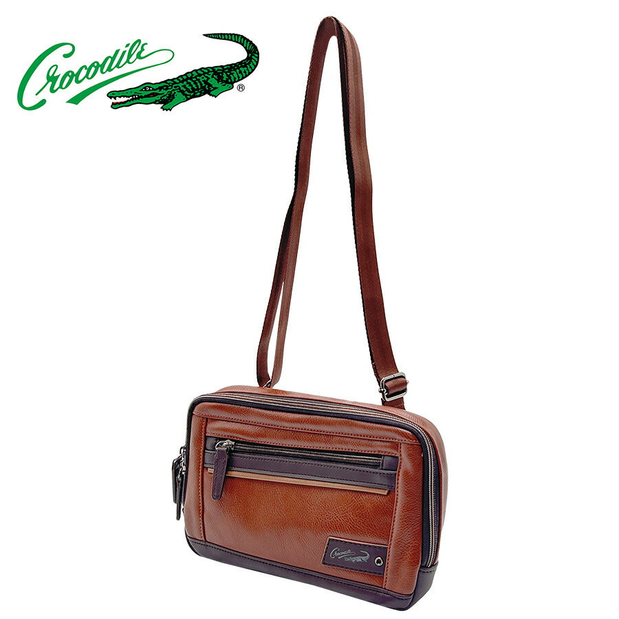 【Crocodile】736-2350 クラッチショルダー かばん カバン 鞄 バッグ クラッチ ショルダー 斜め掛け 日常 普段使い 使いやすい 便利 多機能 シンプル クロコダイル ブラウン かっこいい おしゃれ メンズ お出かけ