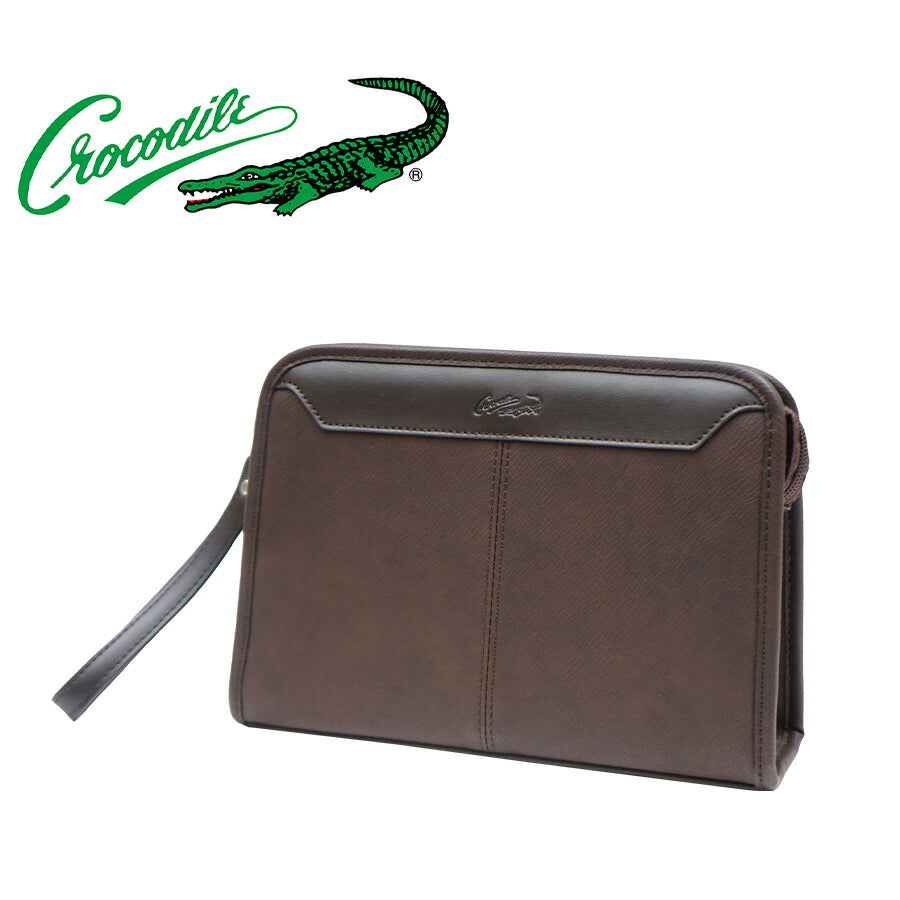 【Crocodile】736-7090 セカンドバッグ かばん カバン 鞄 バッグ クラッチ 手持ち 日常 普段使い 使いやすい 便利 多機能 シンプル クロコダイル ブラウン かっこいい おしゃれ メンズ お出かけ