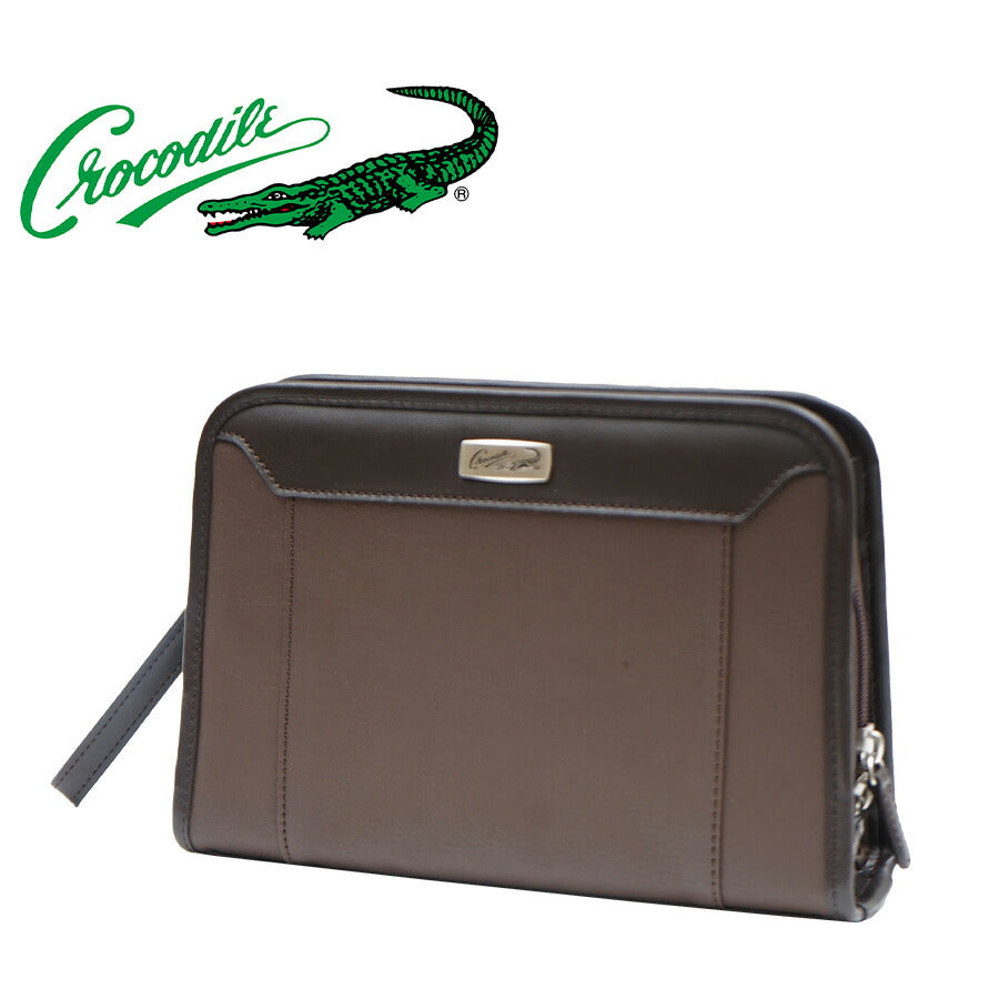 【Crocodile】736-7091 セカンドバッグ かばん カバン 鞄 バッグ クラッチ 手持ち 日常 普段使い 使いやすい 便利 多機能 シンプル クロコダイル ブラウン かっこいい おしゃれ メンズ お出かけ