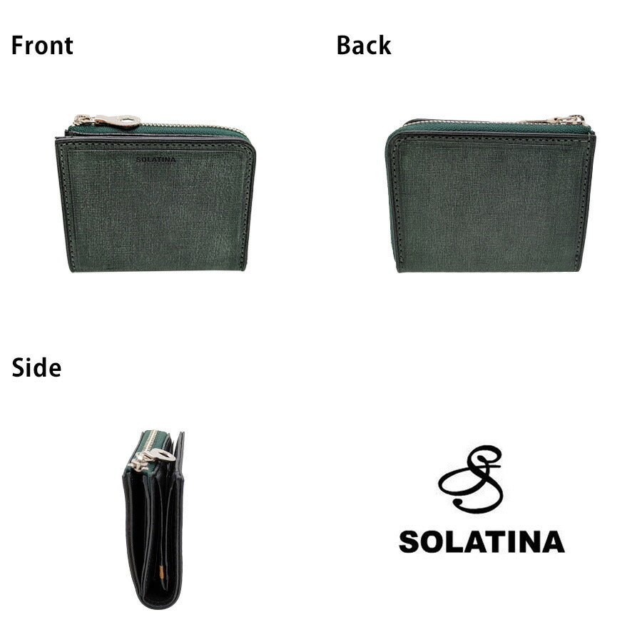 SOLATINA sw-70018 二つ折り財布 財布 さいふ サイフ ウォレット 普段使い 使いやすい 牛革 レザー イタリアンレザー メンズ プレゼント ギフト ブラック