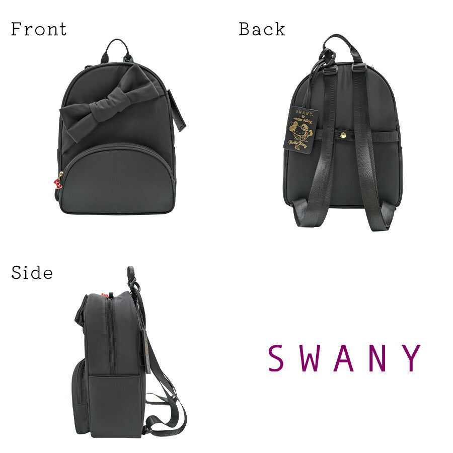 【SWANY】 a667 ハローキティコラボ リボンリュックM かばん ブラック 使いやすい 普段使い おしゃれ かわいい レディース プレゼント ギフト 母の日 敬老の日