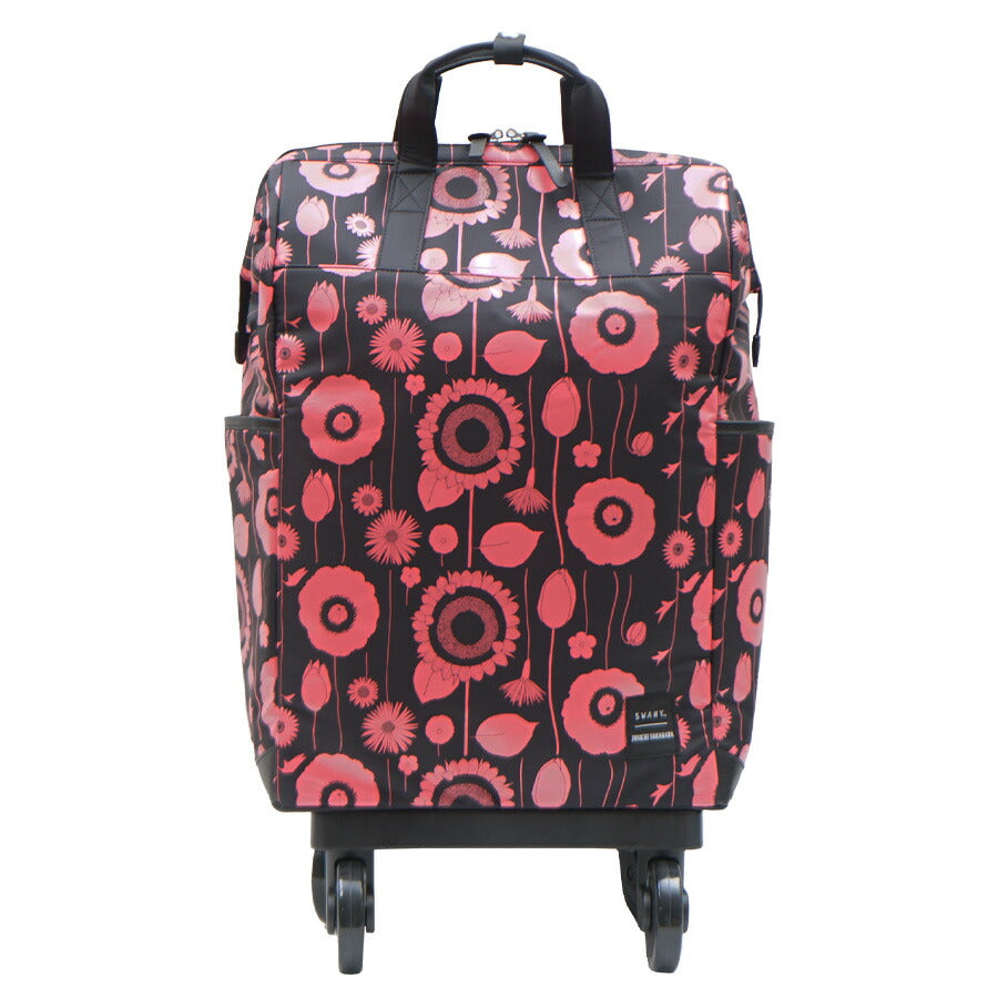 【SWANY】D-424 L21 中原淳一コラボ キャリーバッグ スワニー お買い物 旅行 ショッピング 21Ｌ 4輪 ストッパー 取り外し可能  かわいい おしゃれ 総柄 中原 淳一 イラスト 花柄 レトロ プレゼント ギフト 母の日 敬老の日 誕生日