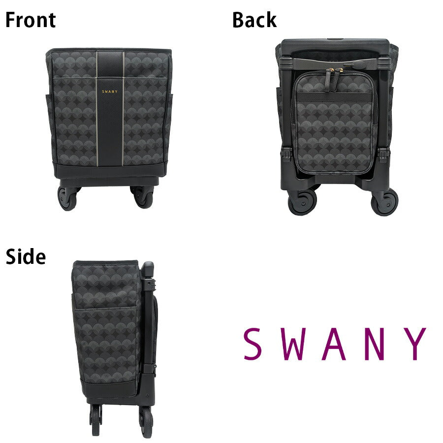 【SWANY】 d678m18 リンゴ ショッピングキャリー お買い物キャリー T2キャスター ４輪ストッパー  レディース プレゼント ギフト 母の日 敬老の日 ブラック