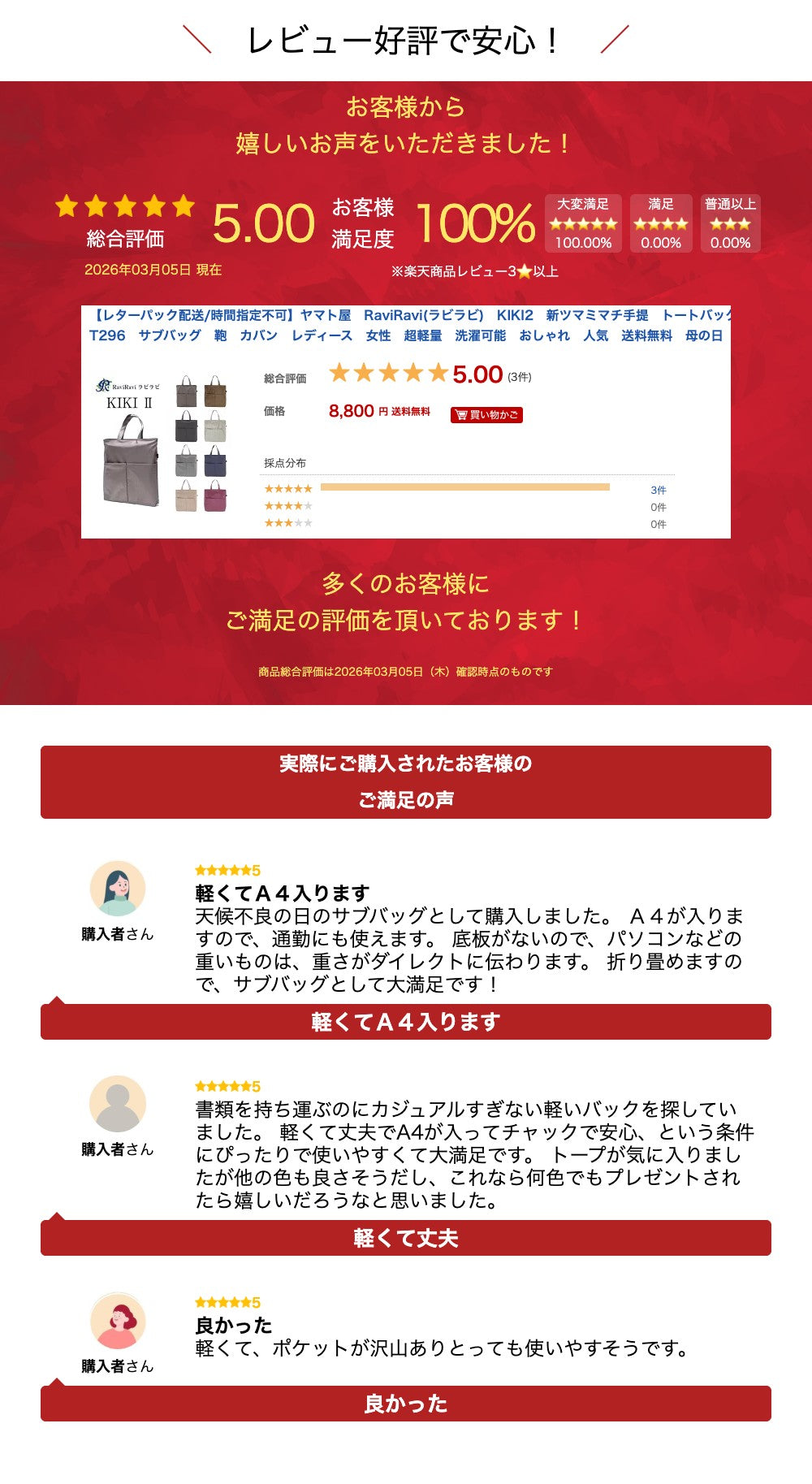 【レターパック配送/時間指定不可】ヤマト屋　RaviRavi(ラビラビ)　KIKI2　新ツマミマチ手提　トートバッグ　T296　サブバッグ　鞄　カバン　レディース　女性　超軽量　洗濯可能　おしゃれ　人気　送料無料　母の日