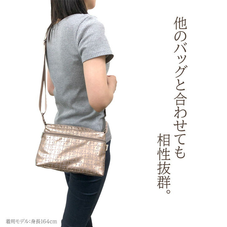 【レターパック配送/時間指定不可】 ヤマト屋 キキ2 ラビラビ T807 横長ポシェット Ｓサイズ 1.5Ｌ ショルダー 日本製 軽量 撥水 丸洗い 洗濯 手洗い ナイロン ファスナーロック ブラック グレー ピンクゴールド バーガンディ 紫 トープ プラチナ おすすめ 送料無料