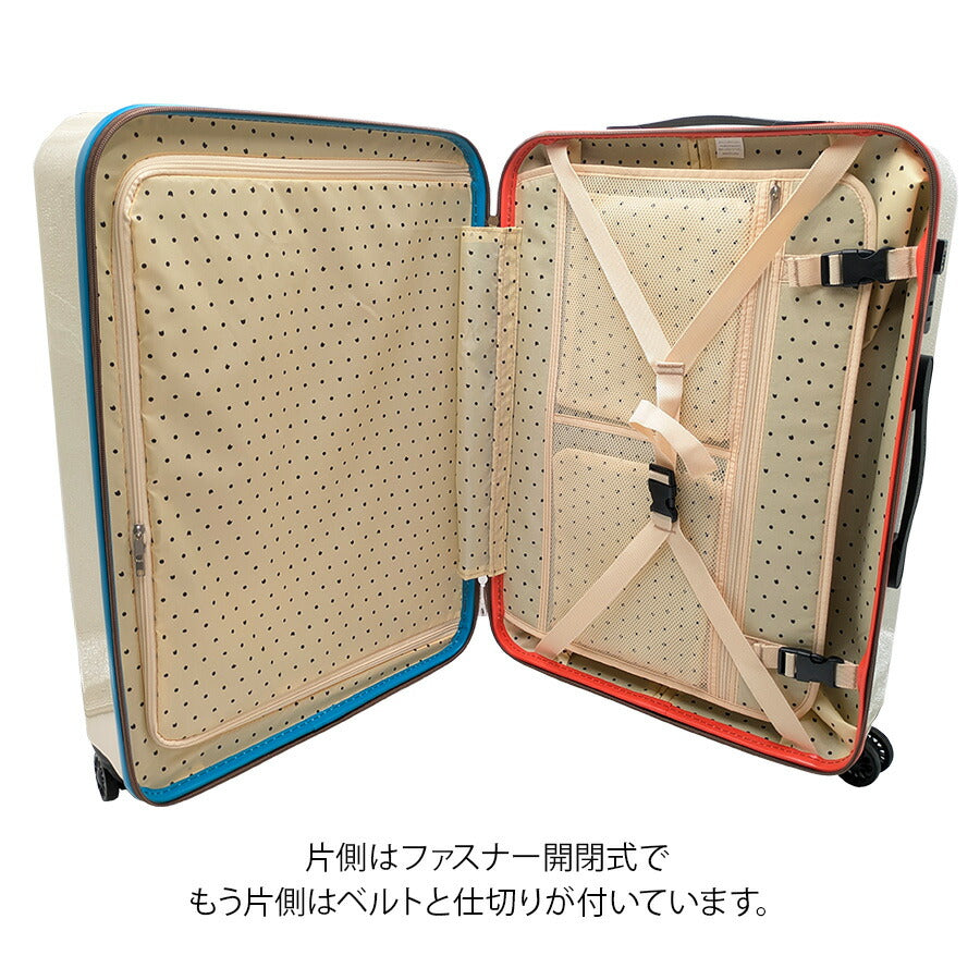 【tsumori chisato CARRY】 4261 ネコドットキャリー 58L 5〜6泊 スーツケース TSAロック レディース プレゼント ギフト 母の日 敬老の日 ブラック