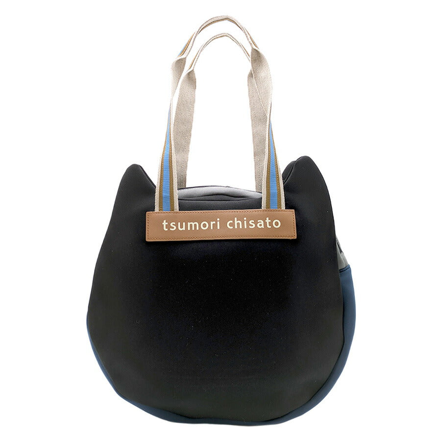 【tsumori chisato CARRY】 50796 ネコかおウレタン トートバッグ 手持ち バイカラー かばん 使いやすい かわいい おしゃれ レディース 母の日 ギフト ブラック