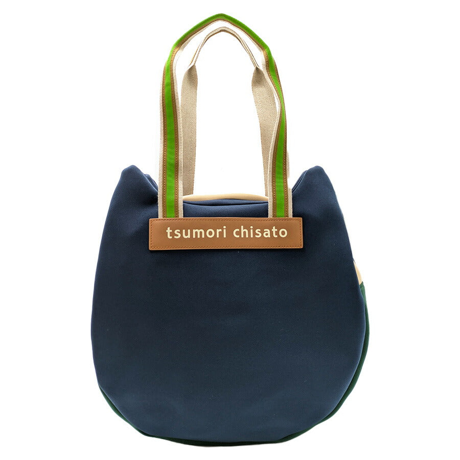 【tsumori chisato CARRY】 50796 ネコかおウレタン トートバッグ 手持ち バイカラー かばん 使いやすい かわいい おしゃれ レディース 母の日 ギフト ブラック