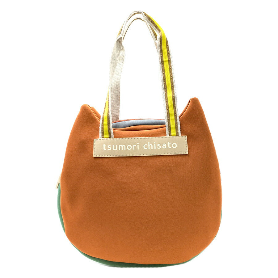 【tsumori chisato CARRY】 50796 ネコかおウレタン トートバッグ 手持ち バイカラー かばん 使いやすい かわいい おしゃれ レディース 母の日 ギフト ブラック