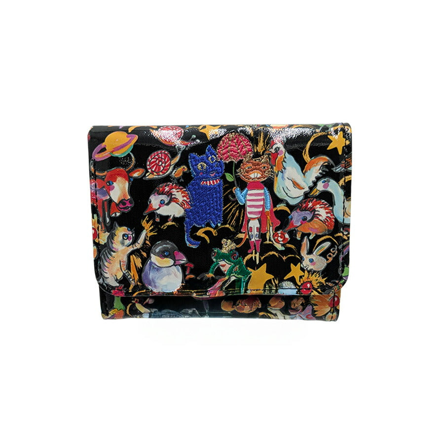 tsumorichisatoCARRY 57721 モリノドウブツ 三つ折り財布 折り財布 ウォレット コンパクト レディース プレゼント ギフト 母の日 日本製 一粒万倍 ブラック