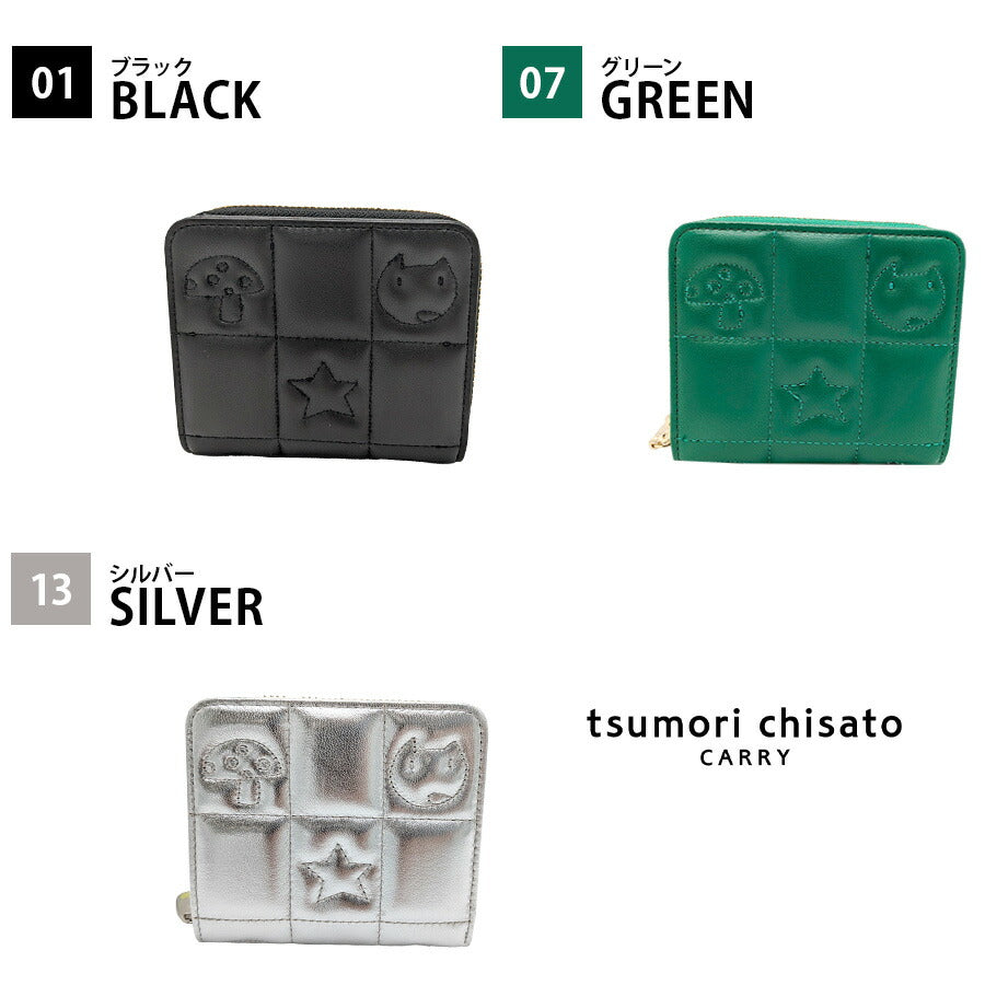 【tsumori chisato CARRY】57821 ネコキルティング 折り財布 財布 さいふ サイフ ウォレット 日本製 普段使い レディース ギフト プレゼント ブラック 母の日