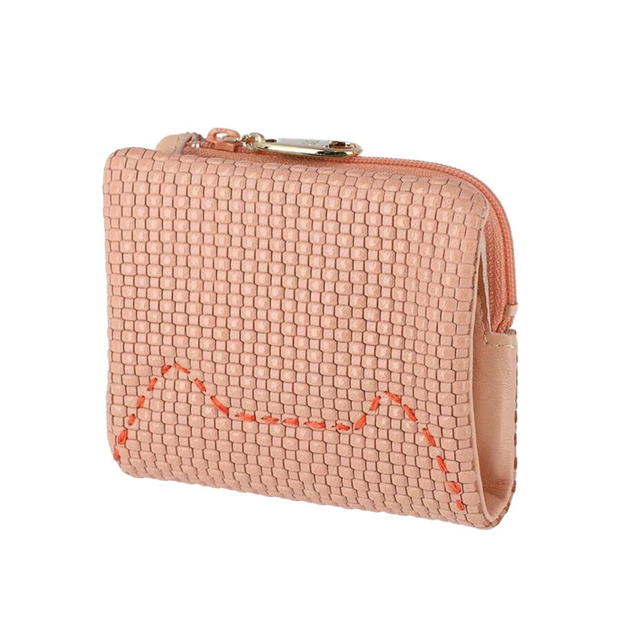 【tsumori chisato CARRY】 57891 エンボスメッシュ 2つ折り財布 ネコステッチ ウォレット サイフ レディース プレゼント ギフト 母の日 敬老の日 ピンク 日本製
