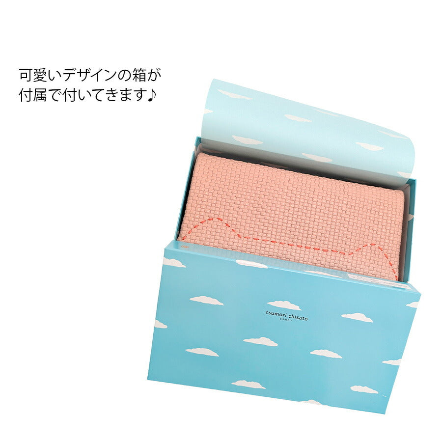 【tsumori chisato CARRY】 57892 エンボスメッシュ かぶせ長財布 ネコステッチ ウォレット サイフ レディース プレゼント 母の日 敬老の日 ピンク 日本製