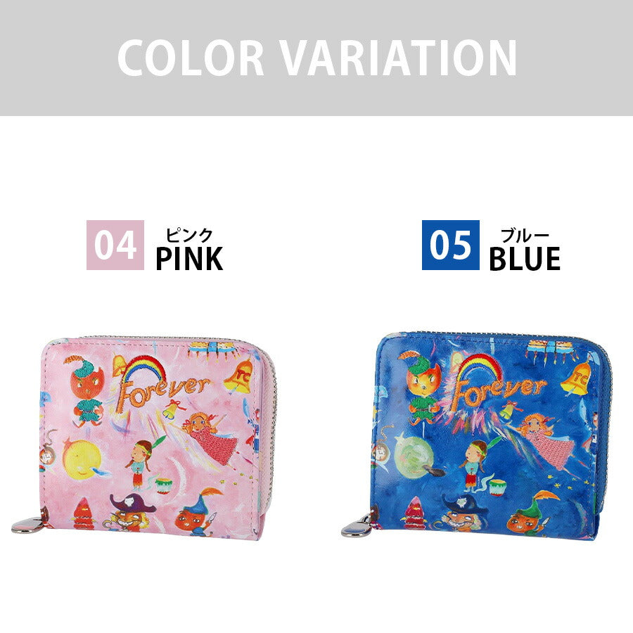 【tsumori chisato CARRY】 57896 ピーターパン ラウンドファスナー 2つ折り財布 ウォレット サイフ レディース プレゼント 母の日 敬老の日 ピンク 日本製