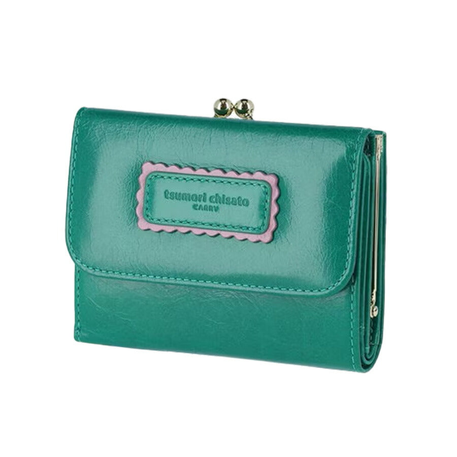 【tsumori chisato CARRY】 57900 シンプルバイカラー がま口折り財布 ウォレット サイフ レディース プレゼント ギフト 母の日 敬老の日 グリーン