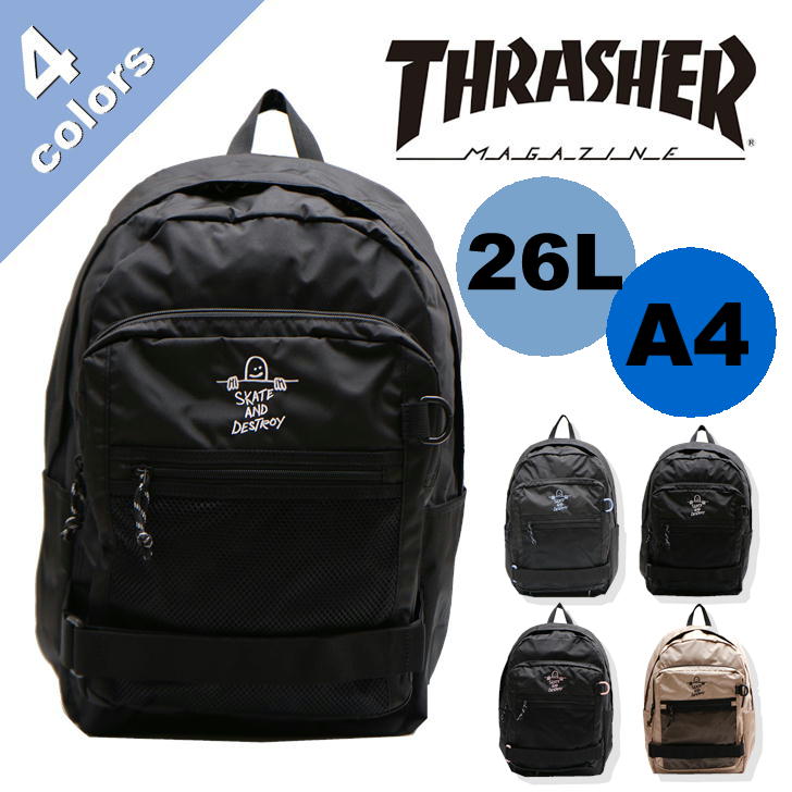 THRASHER スラッシャー MarkGonzales マークゴンザレス リュック 26L THR-263 カバン バッグ メンズ レディース 撥水 スケーター ストリート アウトドア 旅行 GONZ デイリー使い キャンプ 学生 おしゃれ 人気