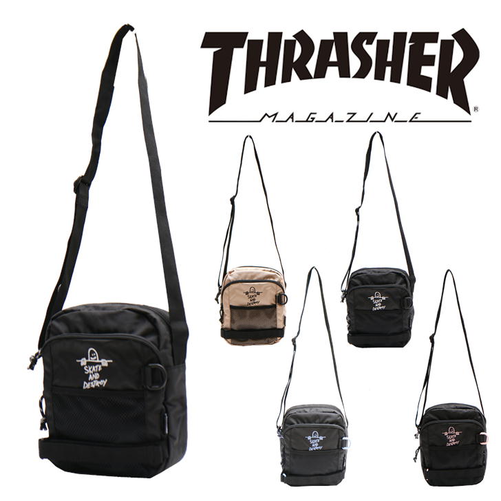 【レターパック配送】THRASHER スラッシャー MarkGonzales マークゴンザレス ショルダーバッグ THR-264 カバン バッグ メンズ レディース 撥水 スケーター ストリート アウトドア 旅行 GONZ デイリー使い キャンプ 学生 おしゃれ 人気