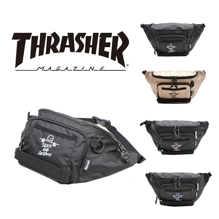 【レターパック配送】THRASHER スラッシャー MarkGonzales マークゴンザレス ウエストバッグ ボディバッグ ウエストポーチ ヒップバッグ THR-265 鞄 バッグ メンズ レディース 撥水 スケーター ストリート アウトドア 旅行 GONZ デイリー使い キャンプ 学生 おしゃれ 人気