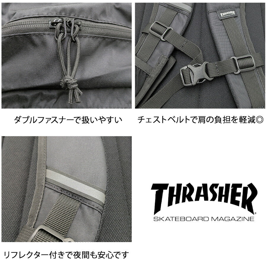 THRASHER thr282 バックパック 30L リュック 大容量 リュックサック 通勤 通学 かばん 普段使い ユニセックス メンズ レディース プレゼント ギフト ブラック