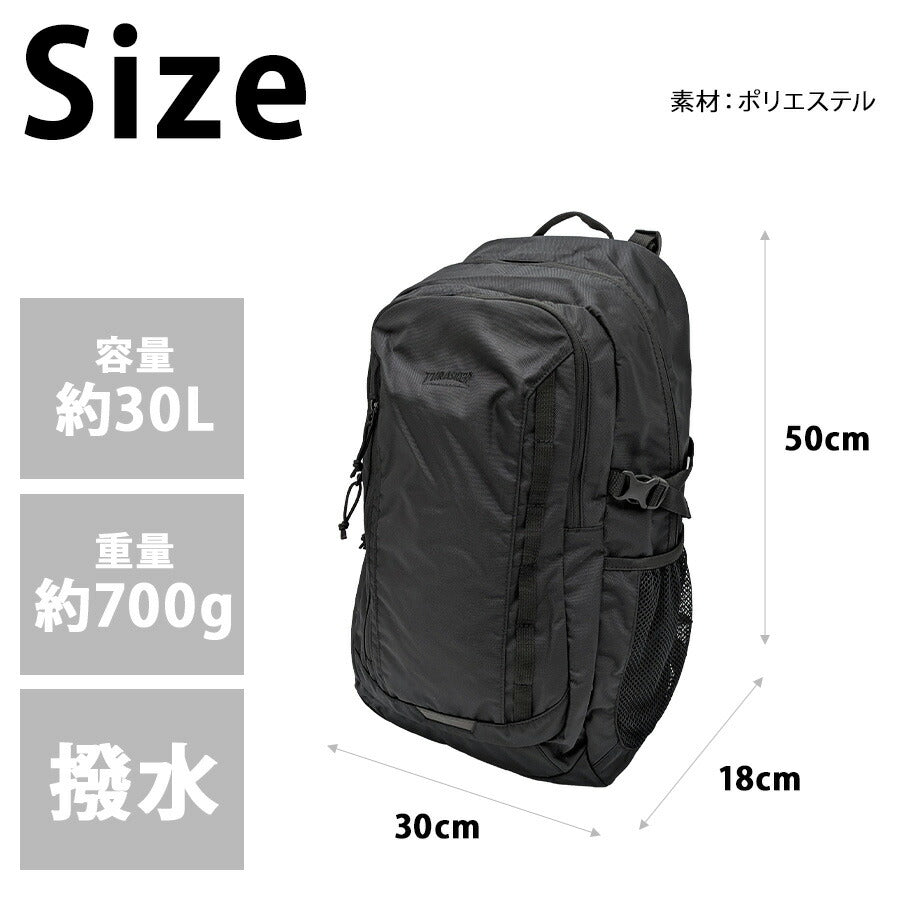 THRASHER thr282 バックパック 30L リュック 大容量 リュックサック 通勤 通学 かばん 普段使い ユニセックス メンズ レディース プレゼント ギフト ブラック