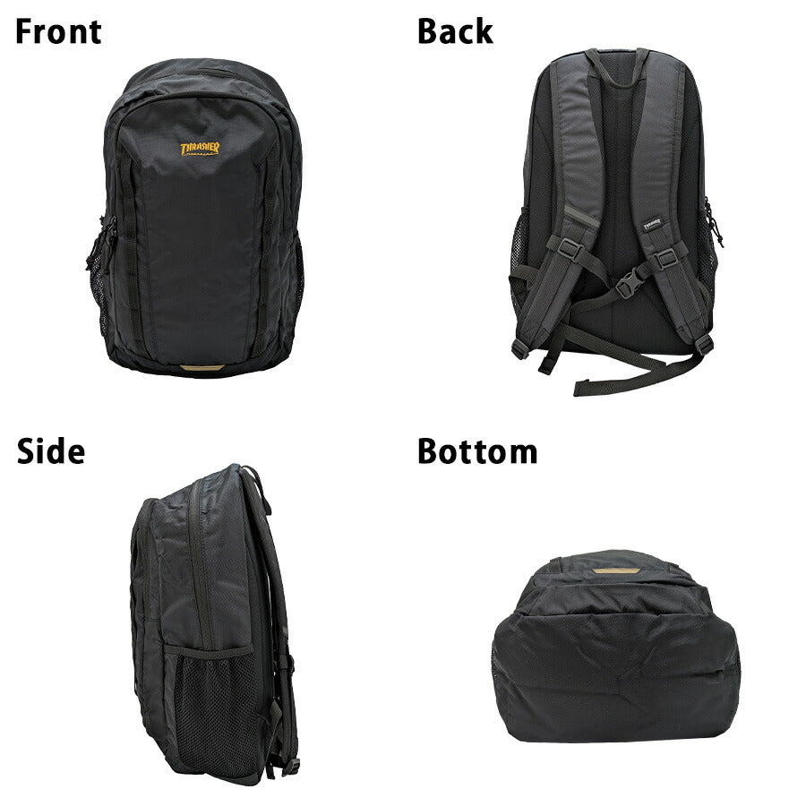 THRASHER thr283 バックパック 25L リュック 大容量 リュックサック 通勤 通学 かばん 普段使い ユニセックス メンズ レディース プレゼント ギフト ブラック