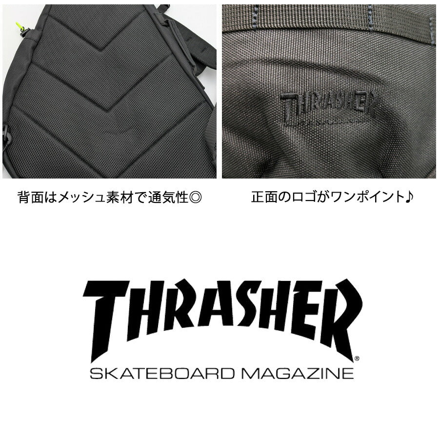 THRASHER thr296 スリングバッグ ボディバッグ ショルダーバッグ 斜め掛け 大容量 かばん 普段使い ユニセックス レディース メンズ プレゼント ギフト ブラック