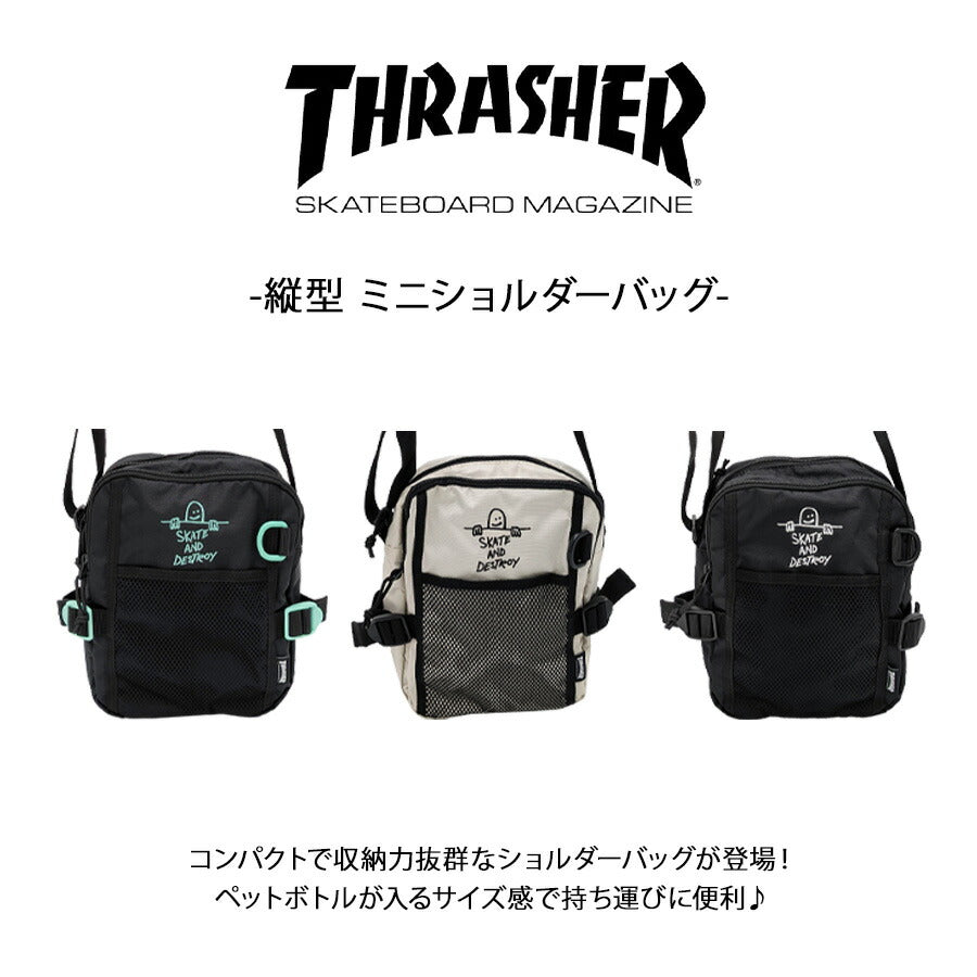 THRASHER thr300 縦型 ミニショルダーバッグ 斜め掛け 斜め掛けバッグ 小さめ かばん 普段使い ユニセックス レディース メンズ プレゼント ギフト ブラック