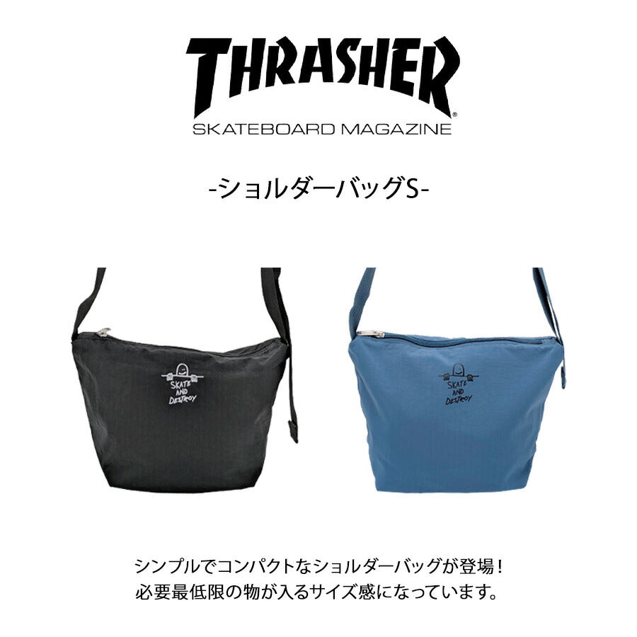THRASHER thr308 ショルダーバッグS 斜め掛け 斜め掛けバッグ 小さめ コンパクト かばん 普段使い ユニセックス レディース メンズ プレゼント ギフト ブラック