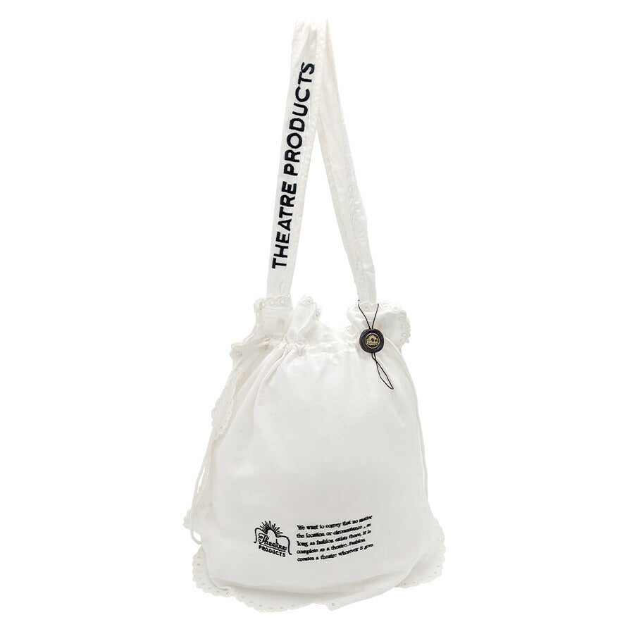 【クリックポスト/時間指定不可】【THEATRE PRODUCTS】cl240855 COTTON LACE DRAWSTRING HAND BAG-L- 肩掛け かばん レディース プレゼント ギフト ブラック