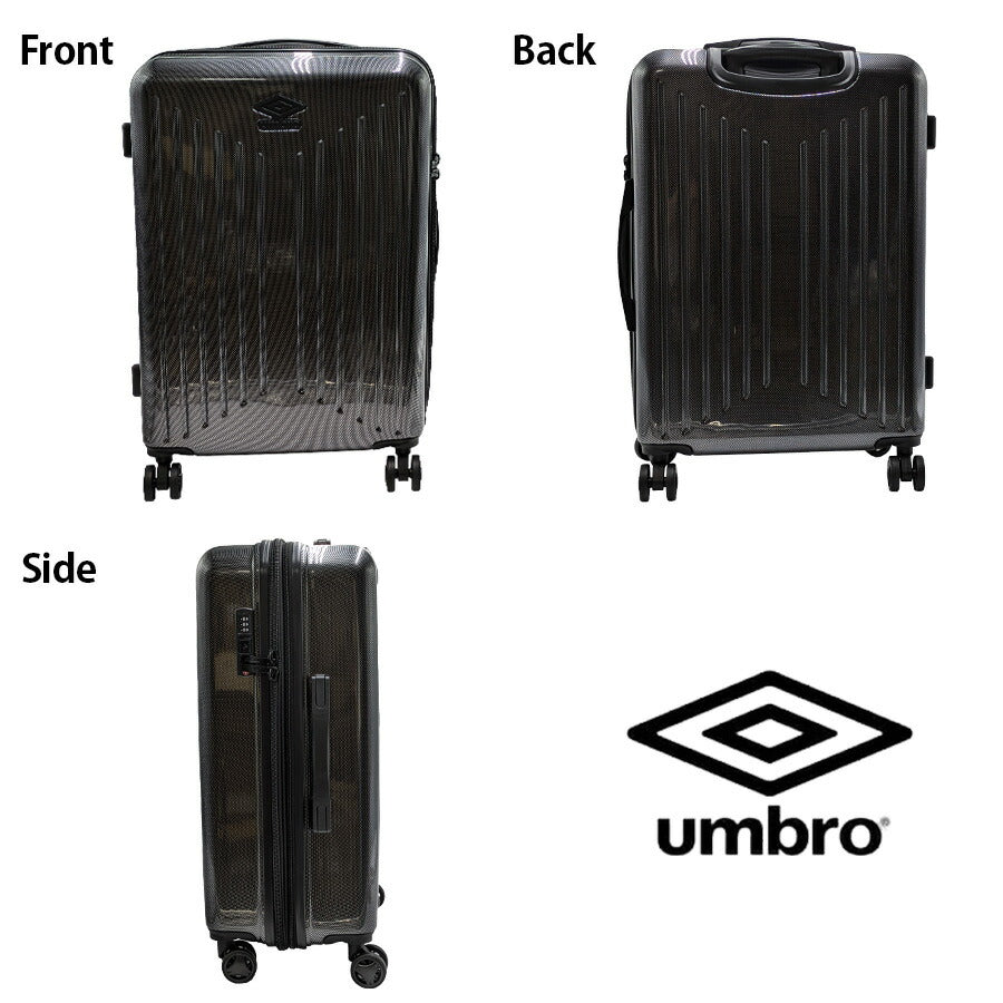 【umbro】70801 60L キャリーケース 修学旅行 旅行 出張 スーツケース シンプル アンブロ ブラック ホワイト ネイビー カーキ 使いやすい お出かけ ユニセックス スポーティ おしゃれ 5〜7泊